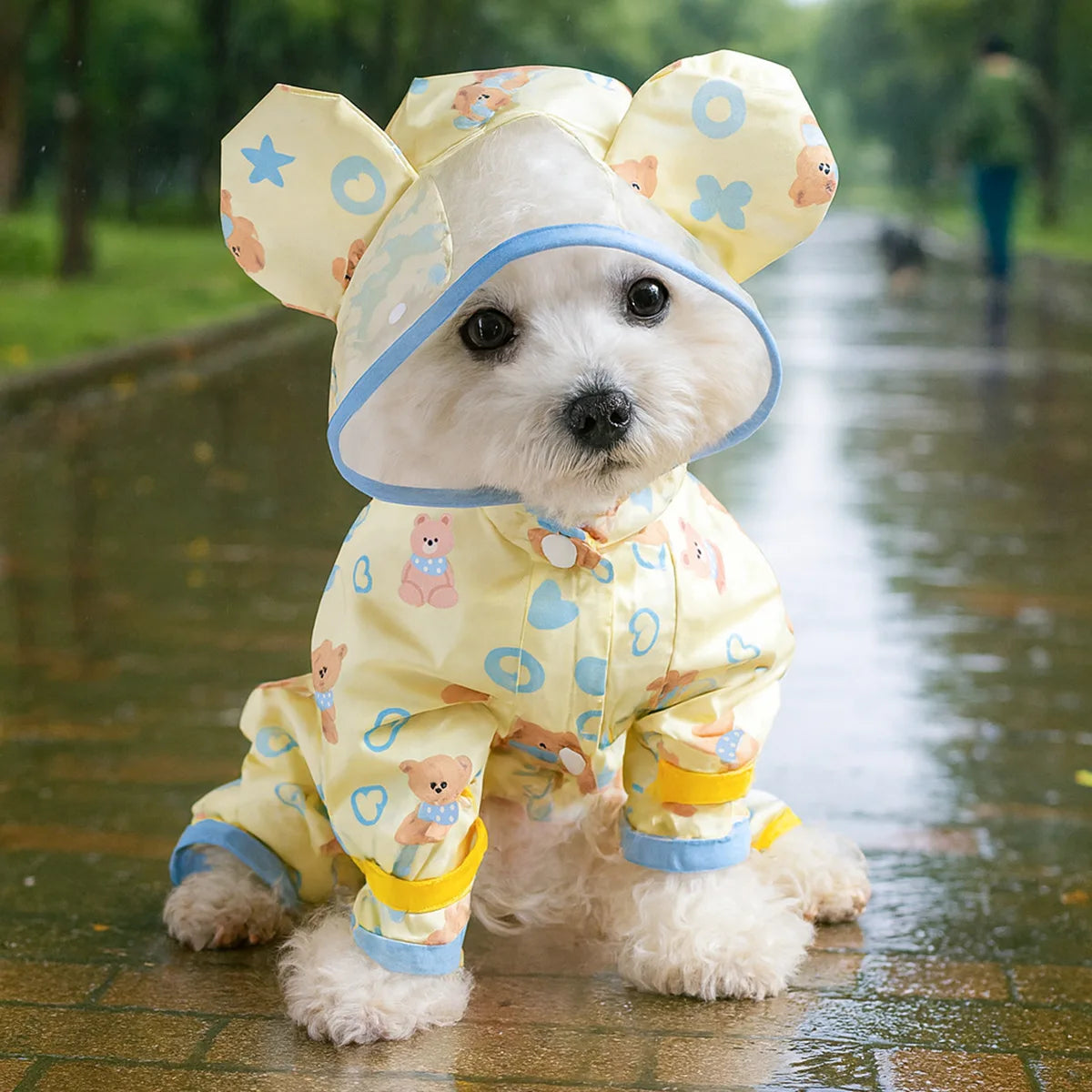 Dog Raincoat,Waterproof Rain Poncho with Hoodie, Adjustable Pet Rain Jacket with Leash Hole for Small Medium Dogs - FinPaws