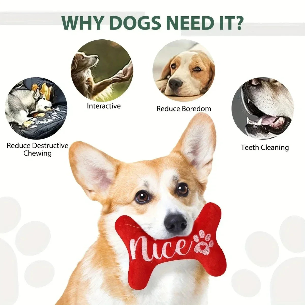 Christmas Bone Design Plush Toy – Squeaky Durable Chew Toy for Dogs | Finpaws Finland