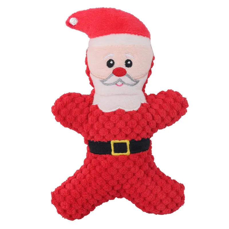 Christmas Cartoon Plush Toy Series – Santa, Elk, Gingerbread & Donut Squeaky Toys for Dogs & Cats | Finpaws Finland