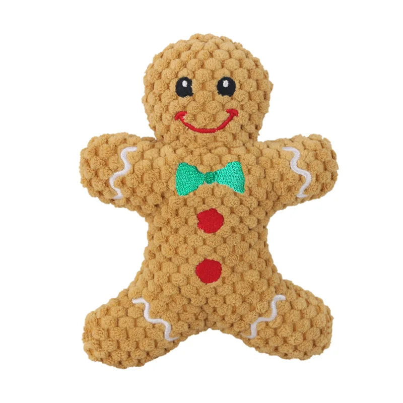 Christmas Cartoon Plush Toy Series – Santa, Elk, Gingerbread & Donut Squeaky Toys for Dogs & Cats | Finpaws Finland