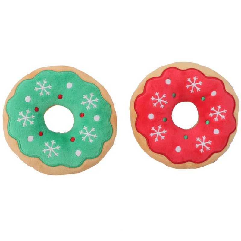 Christmas Cartoon Plush Toy Series – Santa, Elk, Gingerbread & Donut Squeaky Toys for Dogs & Cats | Finpaws Finland