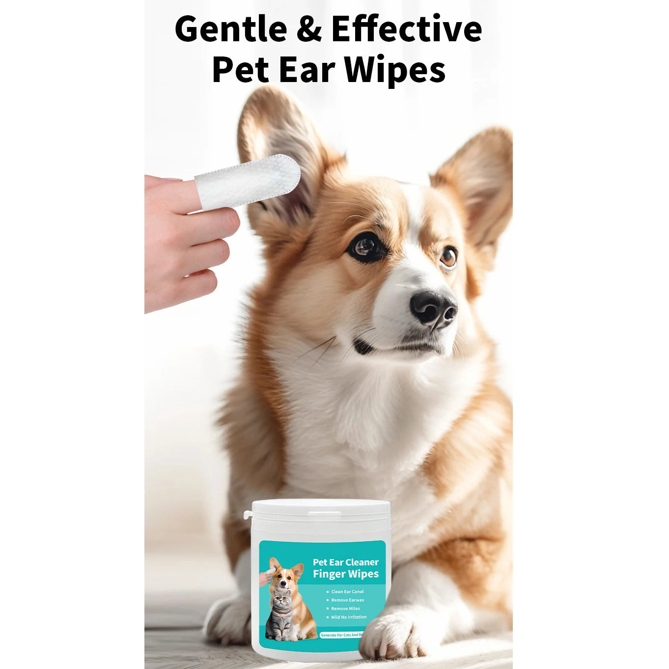 Finpaws korvanpuhdistusliinat Kissoille ja Koirille – Pet Ear Cleaning Wipes | Gentle Daily Ear Care - FinPaws