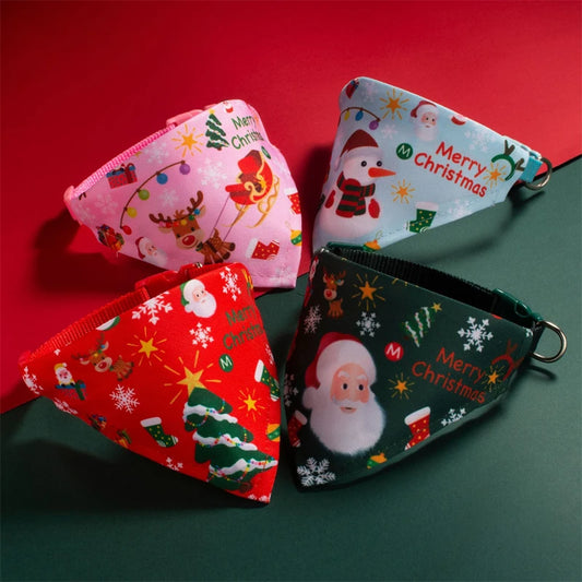 Christmas Pet Bandanas Collar – Santa Claus Cotton Scarf for Small Dogs & Cats | Finpaws Finland