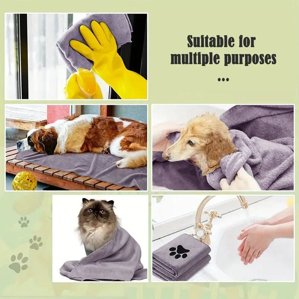 Microfiber Pet Bath Towel – Super Soft Absorbent Cat & Dog Grooming Towel - FinPaws