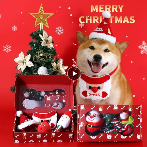 Christmas Cartoon Plush Toy Series – Santa, Elk, Gingerbread & Donut Squeaky Toys for Dogs & Cats | Finpaws Finland