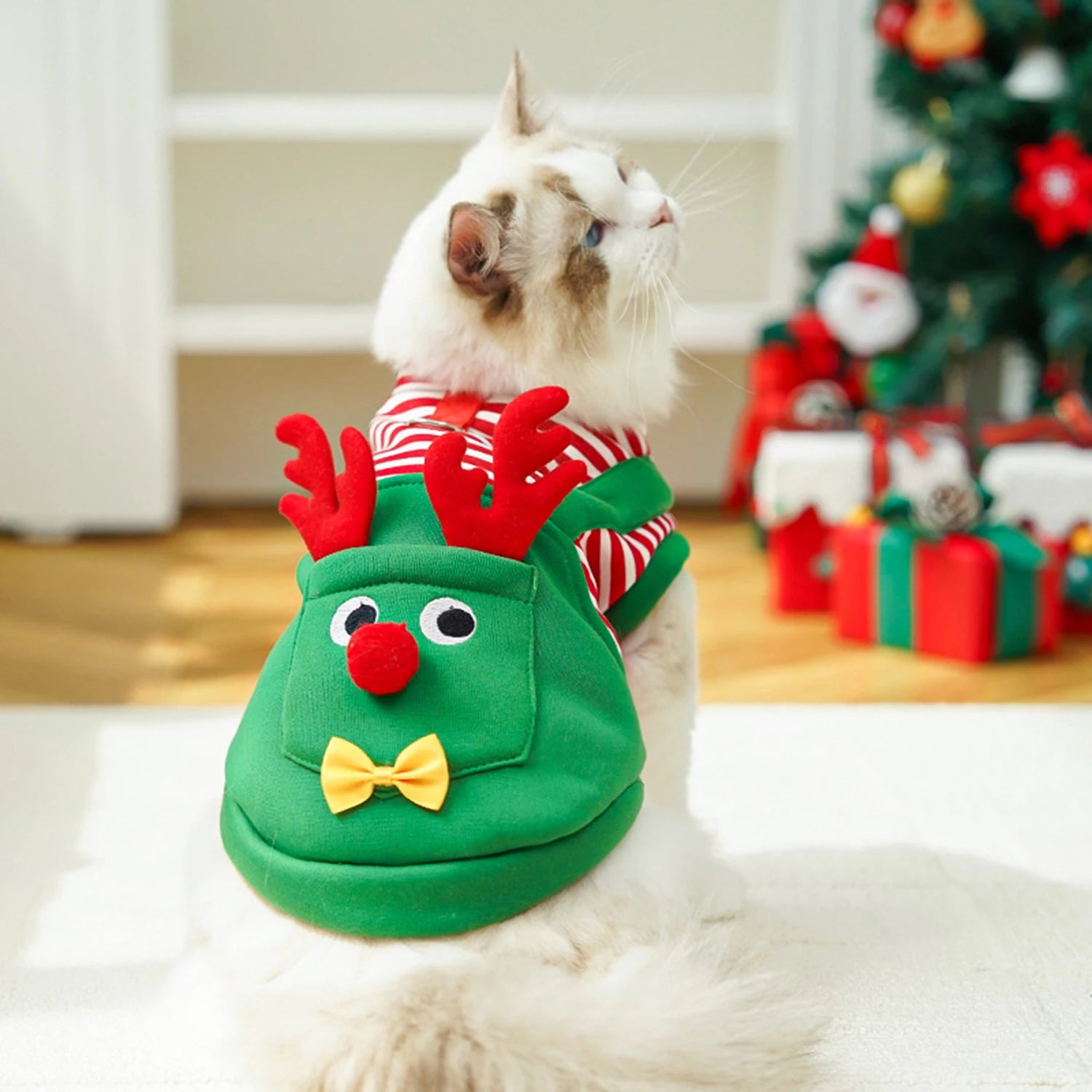 Christmas Pet Coat – Talvinen Joulupukki & Poro Asu Kissoille ja Koirille - FinPaws