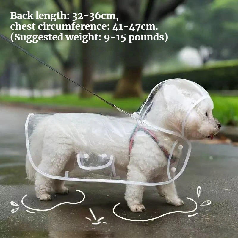 Dog Raincoat,Waterproof Rain Poncho with Hoodie, Adjustable Pet Rain Jacket with Leash Hole for Small Medium Dogs - FinPaws
