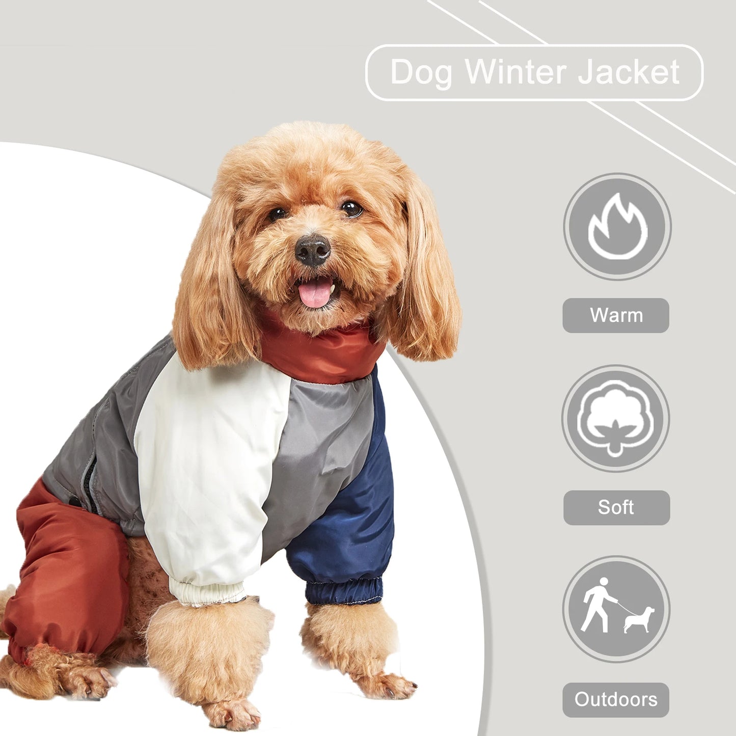 Winter Dog Jacket Warm Thicken Cotton Clothes With Traction Ring Dog Windproof Coat Medium Large Dogs Outdoor Cold Proof Clothes (Copy)