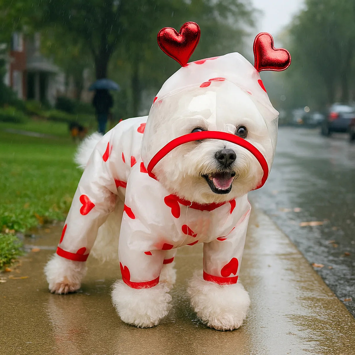 Dog Raincoat,Waterproof Rain Poncho with Hoodie, Adjustable Pet Rain Jacket with Leash Hole for Small Medium Dogs - FinPaws