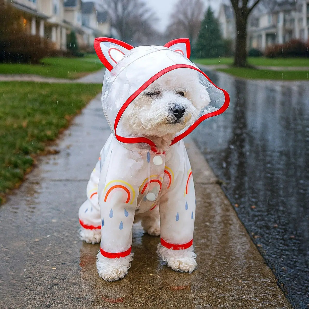 Dog Raincoat,Waterproof Rain Poncho with Hoodie, Adjustable Pet Rain Jacket with Leash Hole for Small Medium Dogs - FinPaws