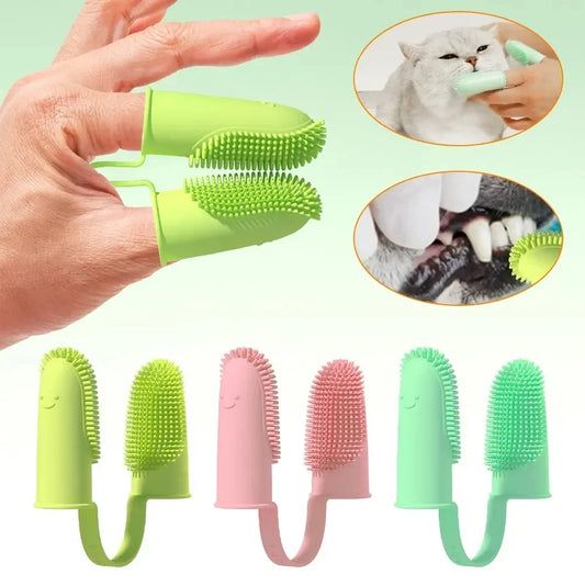 FinPaws Two-Finger Pet Toothbrush – Dogs & Cats Oral Cleaning Set