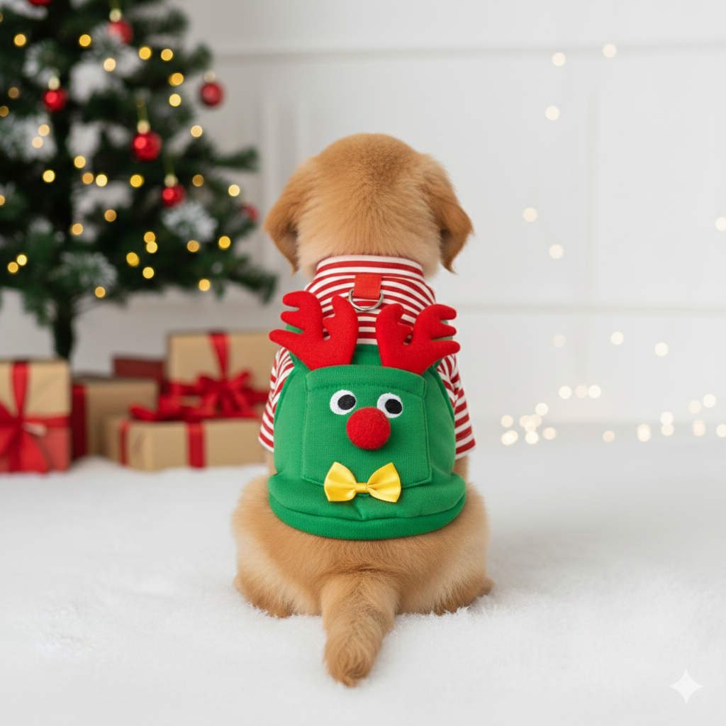 Christmas Pet Coat – Talvinen Joulupukki & Poro Asu Kissoille ja Koirille - FinPaws